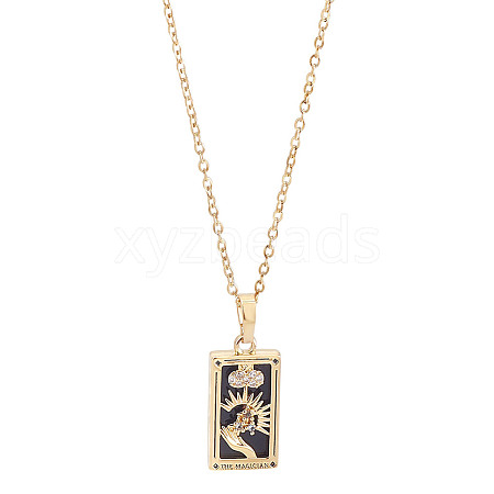Brass with Cubic Zirconia Pendants Necklaces NJEW-LP0001-45I-G-1