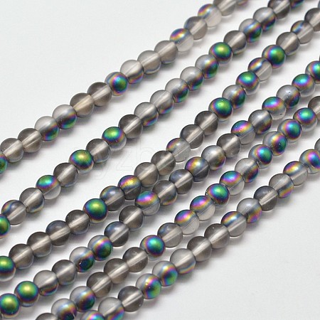 Frosted Electroplate Synthetic Quartz Bead Strands X-EGLA-J064-8mm-HP01-1