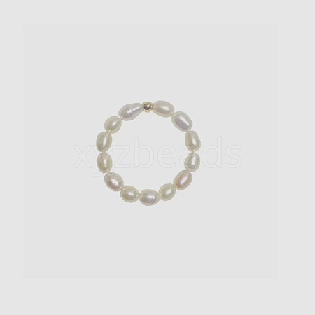 Natural Freshwater Pearl Beaded Stretch Rings WG03D15-01-1