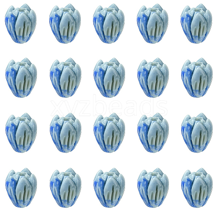 20Pcs Opaque Resin Flower Rose Beads RESI-YW0004-99C-1