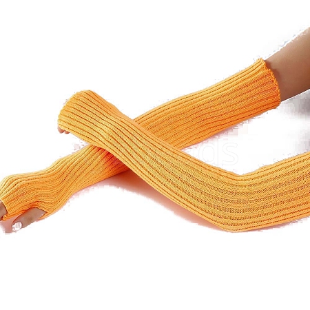 Acrylic Fibers Knitting Long Fingerless Gloves PW-WG9BE2E-15-1