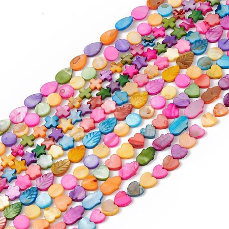 10 Strands Colorful Natural Freshwater Shell Dyed Beads Strands SHEL-M018-05-1