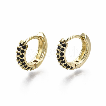 Brass Micro Pave Cubic Zirconia Huggie Hoop Earrings EJEW-R144-004A-NF-1