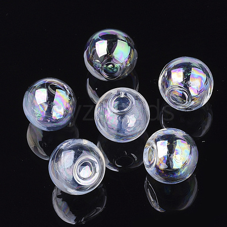 Round Handmade One Hole Blown Glass Globe Ball Bottles X-BLOW-R002-14mm-AB-1