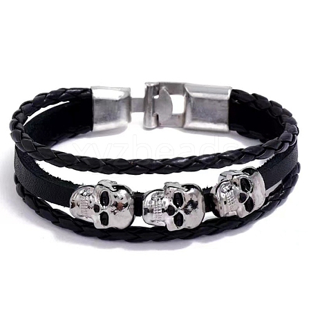 PU Leather Triple Lines Multi-strand Bracelet PW-WGAF0E6-01-1