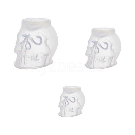 SUPERFINDINGS 3Pcs 3 Style Halloween Skull Candle Silicone Statue Molds CAND-FH0001-04-1
