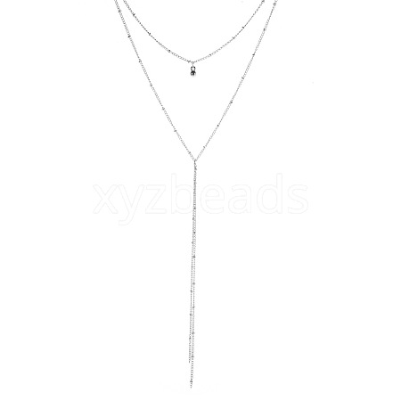 Fashionable Y-Set Double-layer Necklace - Simple and Elegant Beaded Tassel Sweater Chain for Women. ST2475520-1