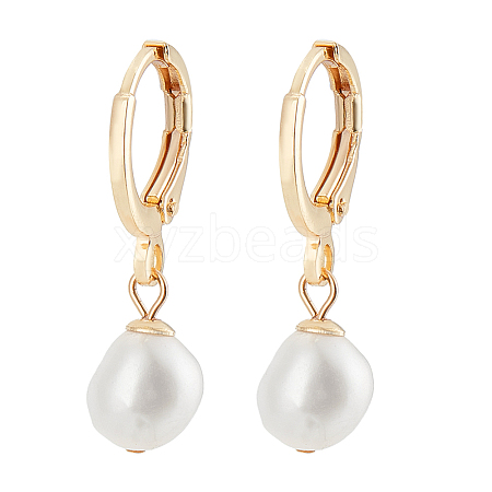 ANATTASOUL 1 Pair Natural Pearl Dangle Leverback Earrings EJEW-AN0004-01-1