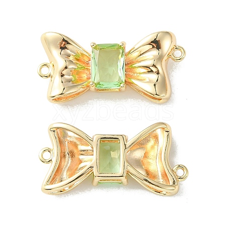 Brass Pave Cubic Zirconia Connector Charms KK-L208-01G-04-1