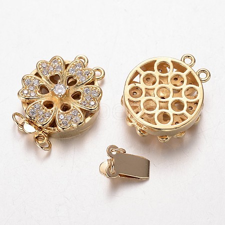 Brass Cubic Zirconia Box Clasps ZIRC-O020-01G-NR-1