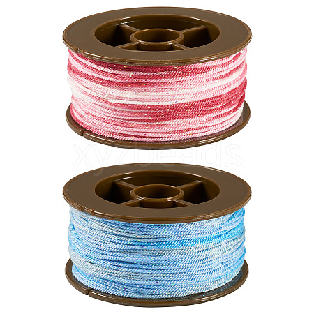 2 Rolls 2 Colors Segment Dyed Round Polyester Twisted Cords OCOR-TA0003-59D-1