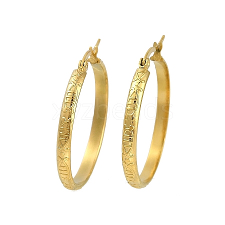 PVD Vacuum Plating 201 Stainless Steel Hoop Earrings for Women EJEW-F345-18G-1