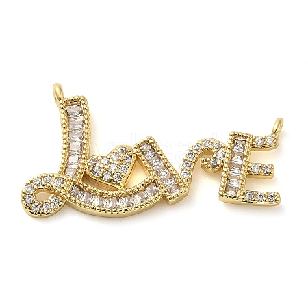 Valentine's Day Rack Plating Brass Micro Pave Clear Cubic Zirconia Pendants KK-C047-13G-1