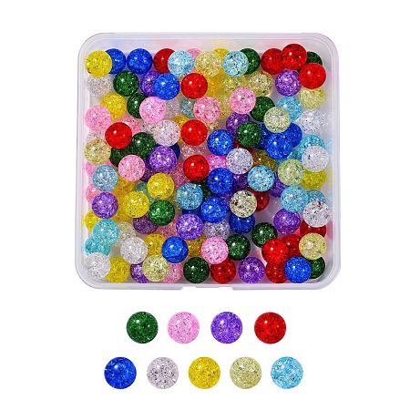 135G 9 Colors Transparent Crackle Glass Round Beads Strands CCG-SZ0001-02-1