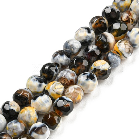 Dyed Natural Fire Crackle Agate Beads Strands G-G007-01A-1