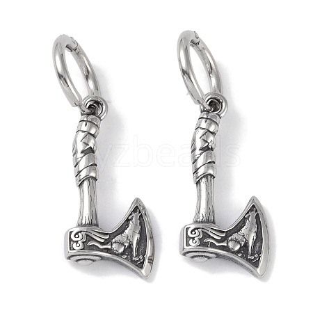 316 Surgical Stainless Steel Axe Hoop Earrings for Women EJEW-P274-16A-AS-1