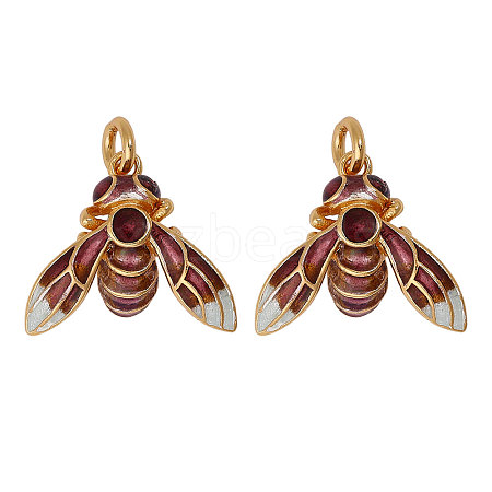 2Pcs 925 Sterling Silver Enamel Bees Pendants STER-CA0001-14-1