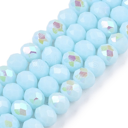 Electroplate Opaque Solid Color Glass Beads Strands EGLA-A044-P6mm-L06-1