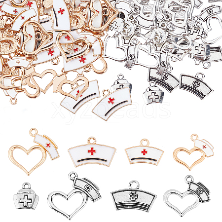 64Pcs 8 Style Alloy Pendant Sets FIND-AR0001-34-1