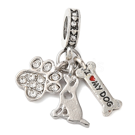 Rack Plating Alloy Crystal Rhinestone European Dangle Charms PALLOY-S189-20P-1