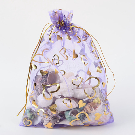 Heart Printed Organza Bags OP-R022-13x18-05-1