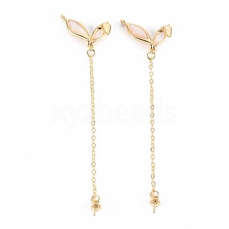 Brass Freshwater Shell Peg Bails Pendants KK-T062-135G-NF-1