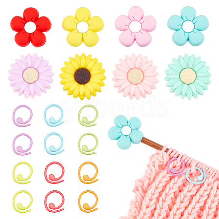  Flower Silicone Knitting Needle Point Protectors SIL-NB0001-39-1