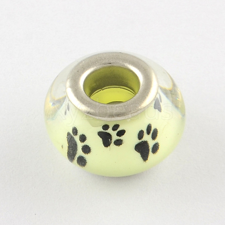 Large Hole Dog Paw Prints Pattern Resin European Beads OPDL-Q129-230A-1