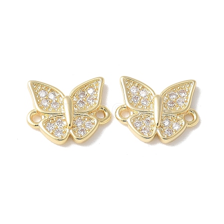 Brass Micro Pave Clear Cubic Zirconia Butterfly Connector Charms KK-Q031-04G-1