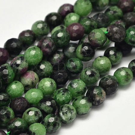 Faceted Round Natural Ruby in Zoisite Bead Strands G-F289-11-5mm-1