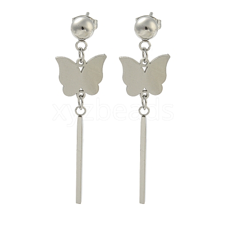 Non-Tarnish Butterfly 304 Stainless Steel Stud Dangle Earrings EJEW-G400-45P-1