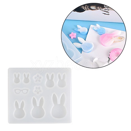 Bunny Theme Silhouette Silicone Molds X-DIY-L014-13-1