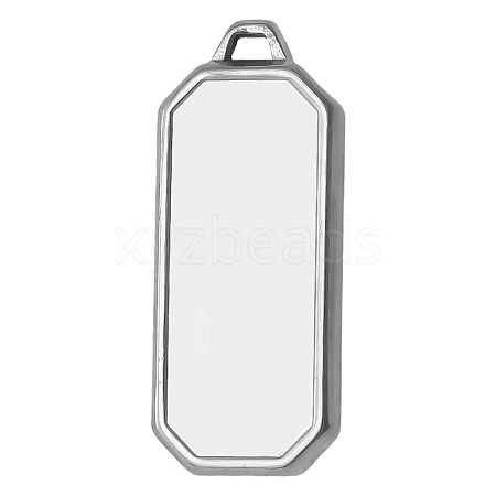 304 Stainless Steel Rectangle Pendant Cabochon Settings X-PW-WGC3B04-01-1