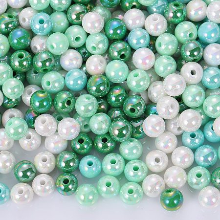 400Pcs 4 Colors Opaque Acrylic Beads MACR-SZ0001-79B-1