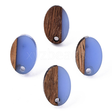 Resin & Walnut Wood Stud Earring Findings MAK-N032-004A-A08-1