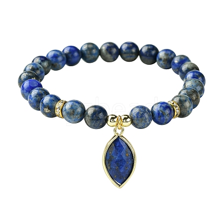 Natural Lapis Lazuli Stretch Bracelets BJEW-JB10135-01-1