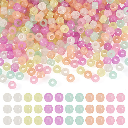 500Pcs Luminous Transparent Acrylic Beads LACR-TA0001-09-1