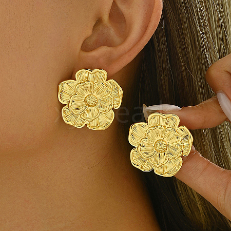 Brass Flower Stud Earrings WF1203-1