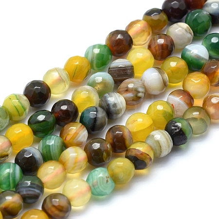 Natural Striped Agate/Banded Agate Beads G-J371-12-6mm-1