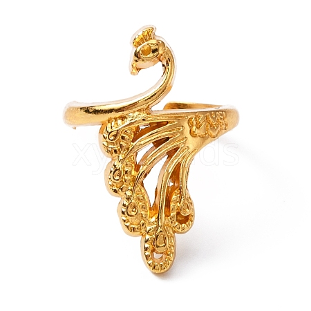 Zinc Alloy Peacock Open Cuff Ring RJEW-WH0003-04B-1