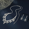 Leaf Brass Pave Clear Cubic Zirconia & Rhinestone Pendant Necklaces & Stud Earrings Sets FS-WG35E42-01-3