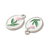 Alloy Enamel Pendants with ABS Plastic Pearl Beaded ENAM-O050-06P-2