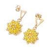 Valentine's Day Flower Natural & Dyed Malaysia Jade Dangle Stud Earrings EJEW-MZ00716-02-3