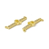 Rack Plating Brass Micro Pave Clear Cubic Zirconia Connector Charms KK-C007-37G-Q-3