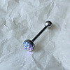 Gradient Color Flat Round Scale Stainless Steel Enamel Straight Barbell 15 Gauge Piercing Tongue Rings for Women Men WGF798A-39-1