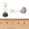2Pcs 2 Styles Faceted Natural Mixed Stone and Shell Pendants PALLOY-JF06050-3
