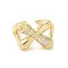 Cross Brass Micro Pave Clear Cubic Zirconia Cuff Rings for Women RJEW-G311-01A-G-2