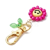 Smiling Face Flower Glass Seed with Acrylic Pendant Decorations HJEW-JM02530-5