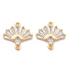 Brass Clear Cubic Zirconia Connector Charms KK-G516-08G-1