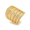 Brass Micro Pave Clear Cubic Zirconia Open Cuff Ring RJEW-M173-07A-G-1